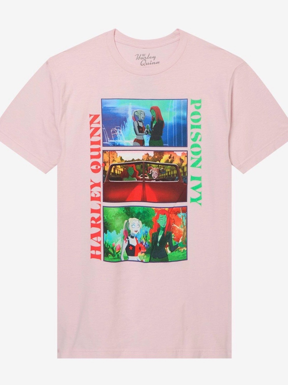 Harley Quinn Poison Ivy Comic Panel Pink Tee- New